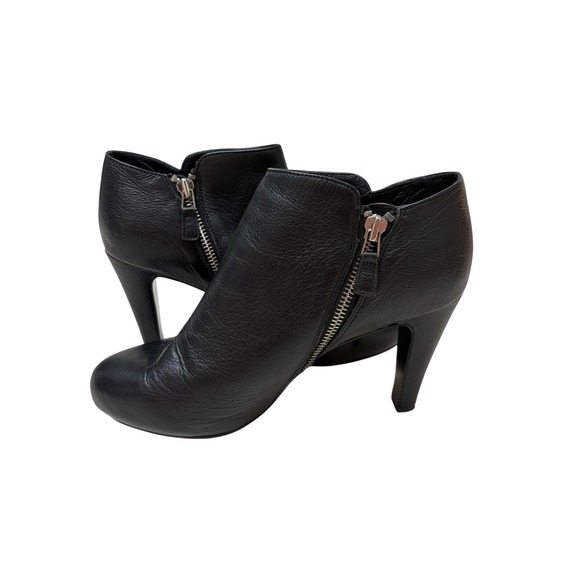 See By Chloe Shoes - See by Chloe Black Leather Side Zip Heeled Ankle Booties - EU39.5 ~US9